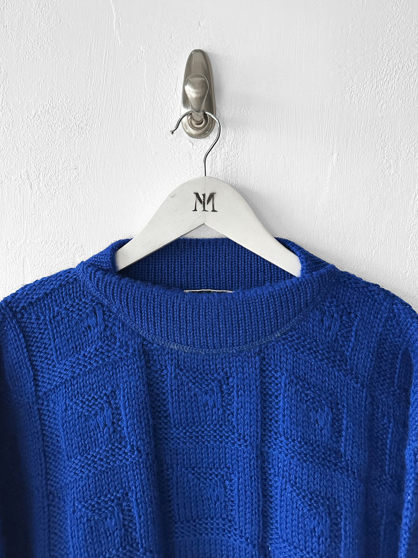ITALIAN LABEL 1980s OVERSIZED GEOMETRIC CABLE KNIT JUMPER