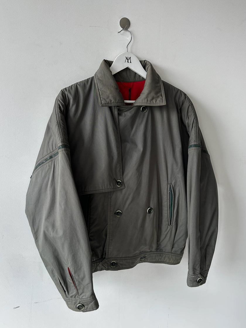 NO LABEL 1980s 2 IN 1 DOUBLE BREASTED BOMBER JACKET GILET