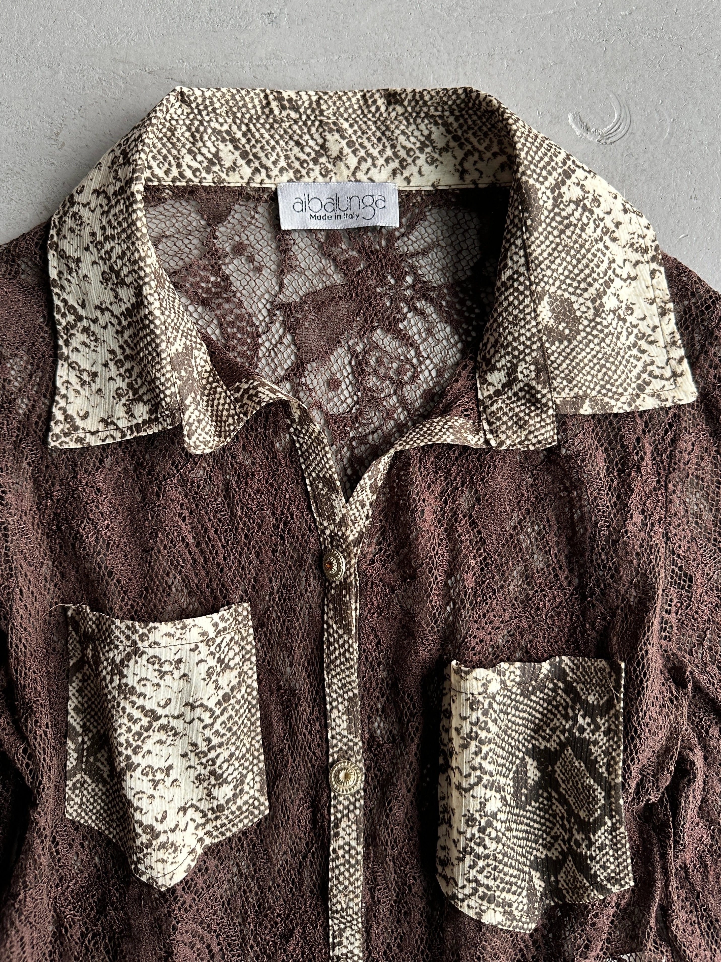2000s LACE SHIRT WITH SNAKESKIN DETAILS