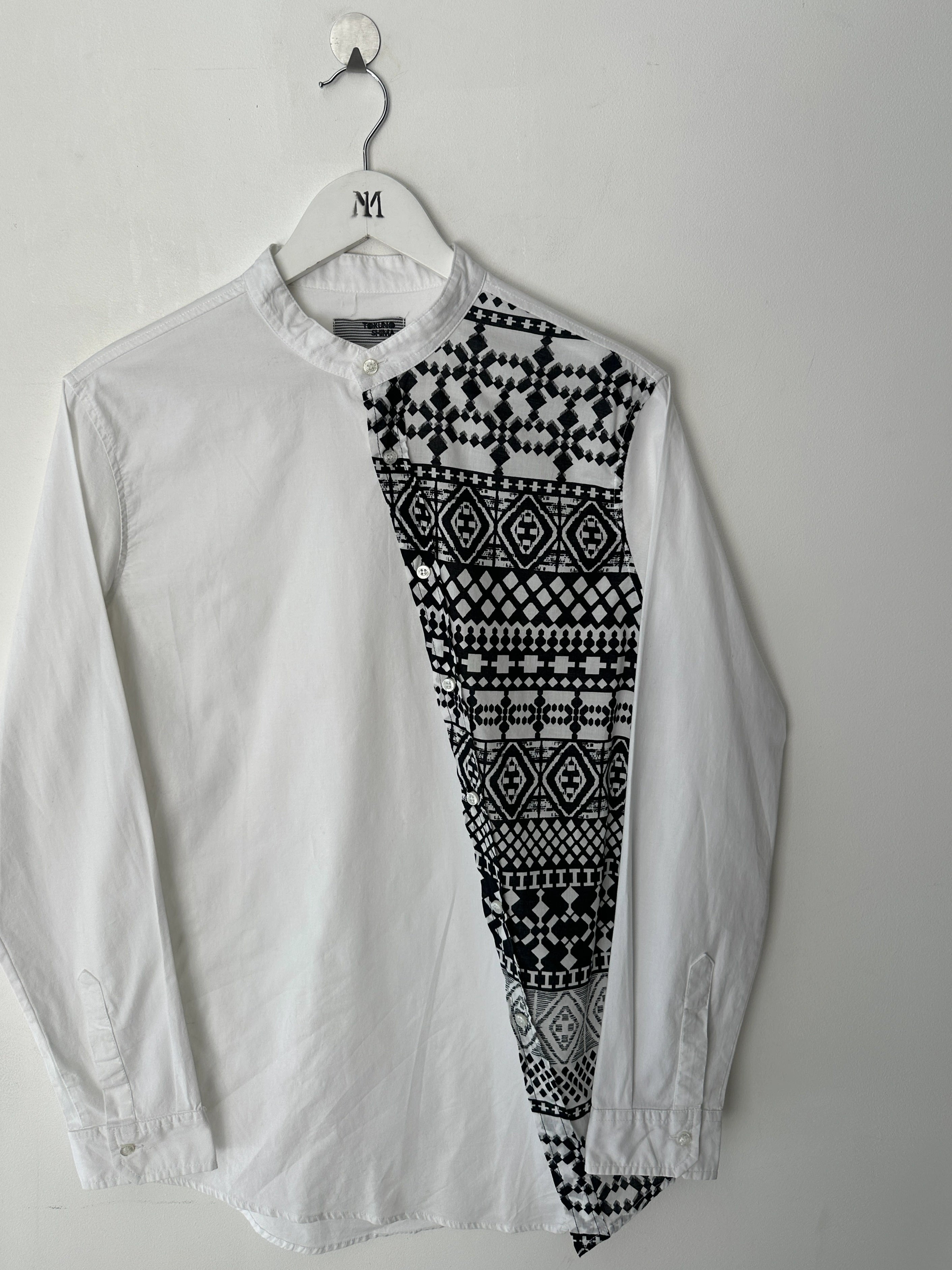 ITALIAN LABEL 2000s MANDARIN COLLAR ASYMMETRIC LONG SLEEVE SHIRT