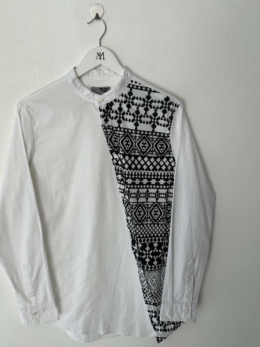 ITALIAN LABEL 2000s MANDARIN COLLAR ASYMMETRIC LONG SLEEVE SHIRT