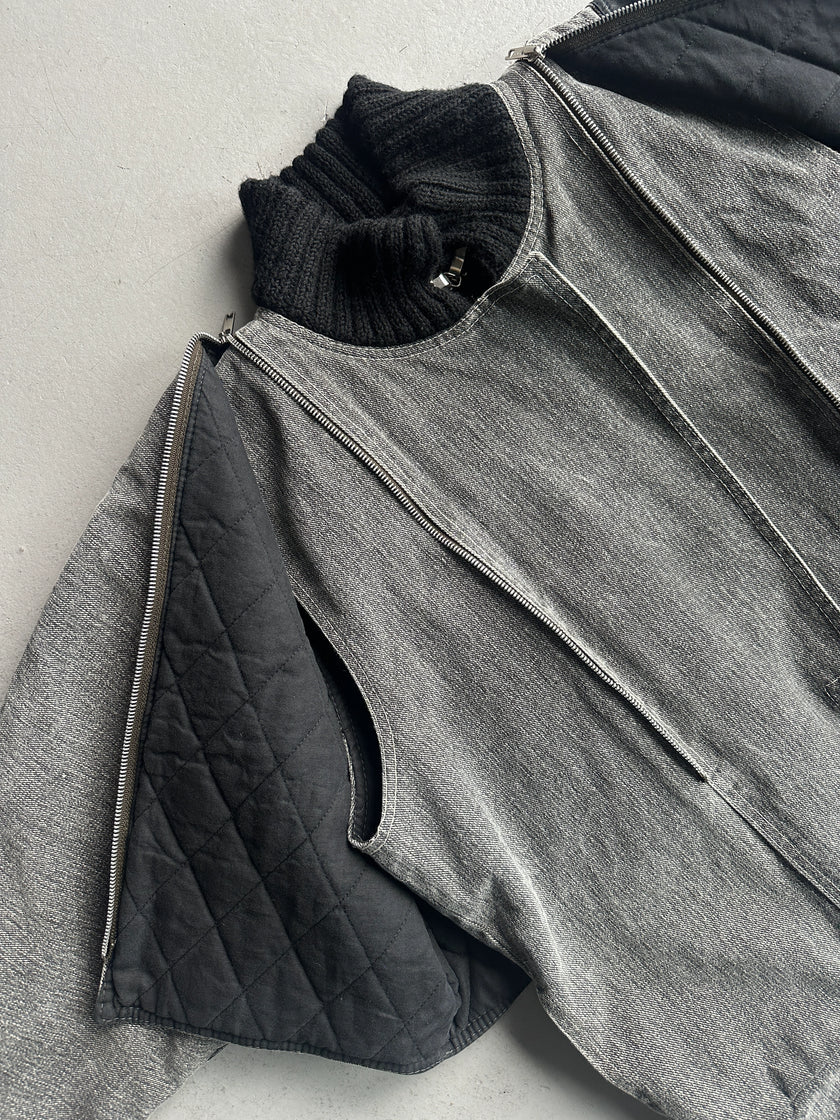 ITALIAN LABEL 1980s 2 IN 1 BOXY FIT DENIM BOMBER JACKET GILET