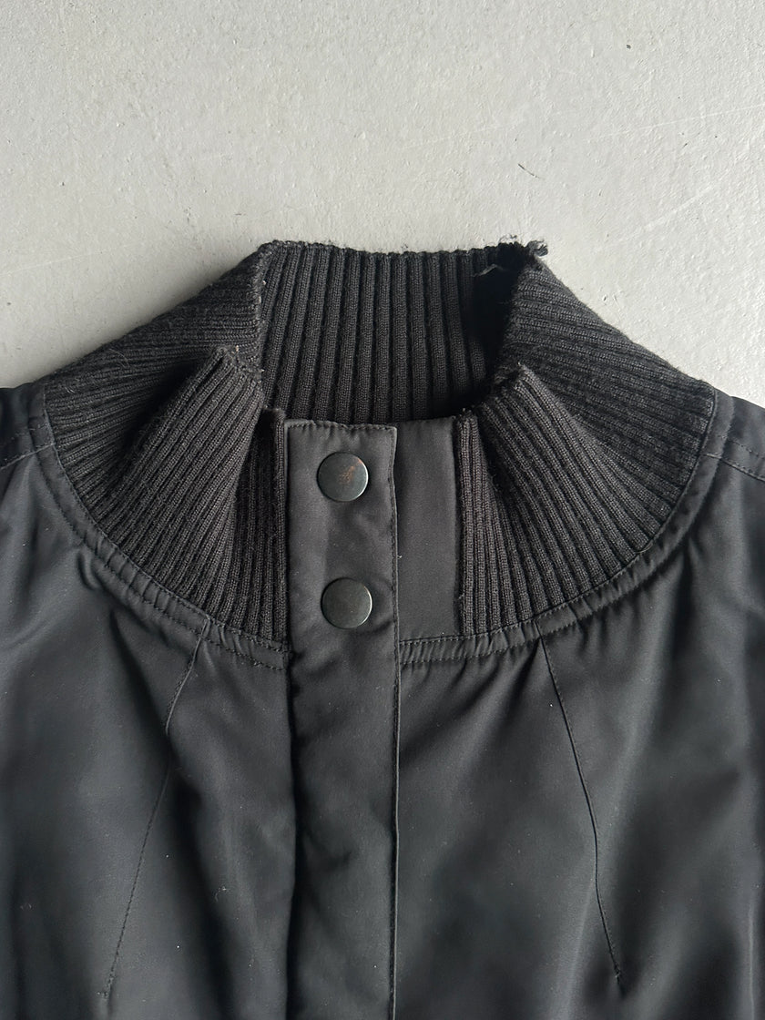 COP COPINE - early 2000s PADDED COAT WITH ZIPPED BACK AND GLOVES SCARF