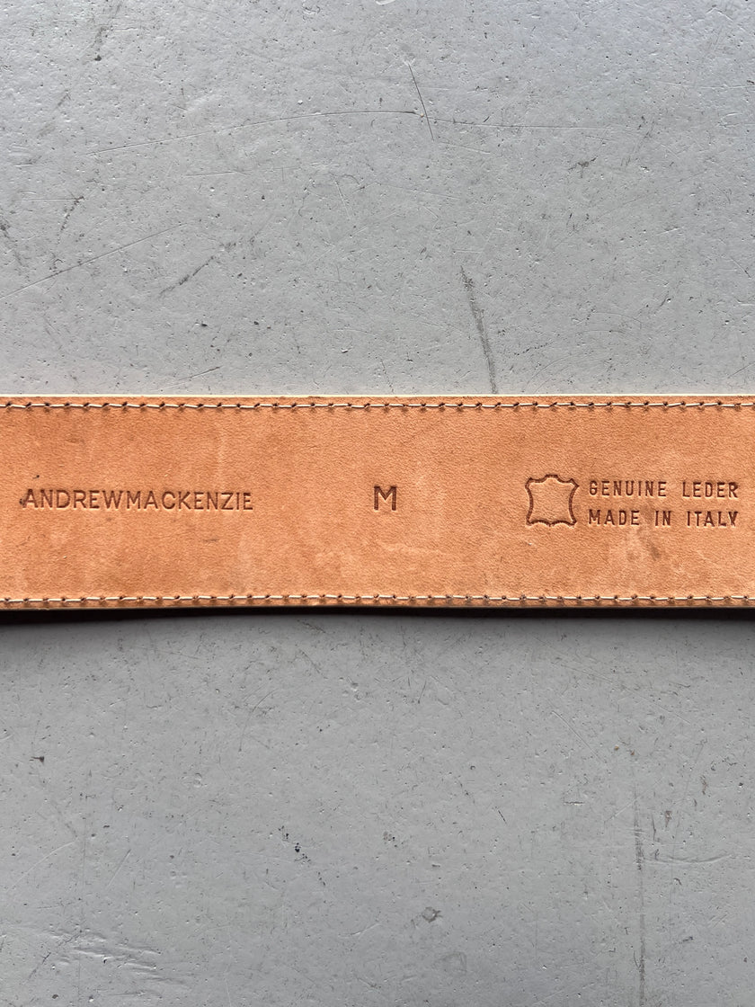 ANDREW MACKENZIE - 2000s STAR BUCKLE LOGO LEATHER BELT
