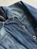 BURBERRY - 2000s DENIM BOMBER JACKET WITH KNITTED DETAILS