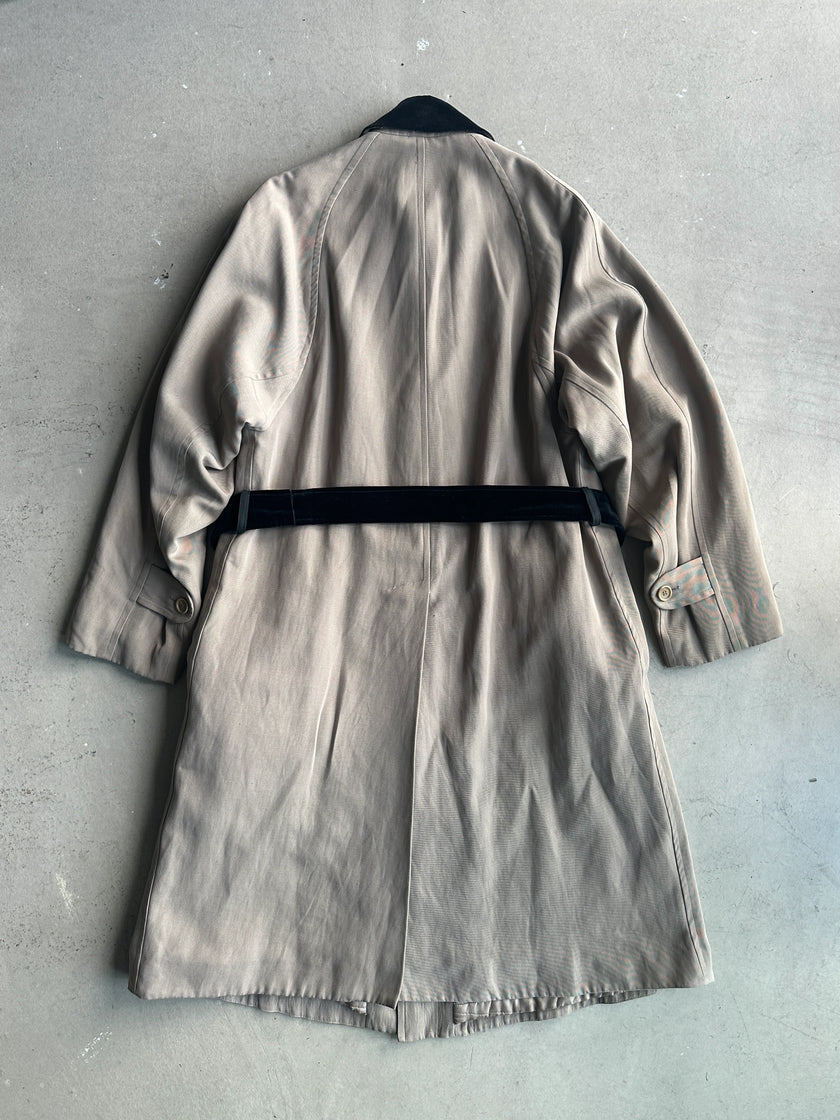 KATHARINE HAMNETT - 1980s VELVET COLLAR LONG COAT