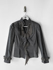 HIROKO KOSHINO - late 1990s PINSTRIPED BLOUSE WITH CASCADING RUFFLE DETAIL