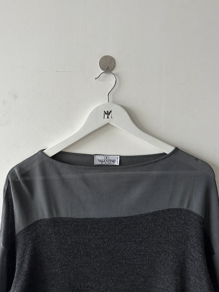 VALENTINO - 1990s PANELED TOP WITH CURVED SLEEVE