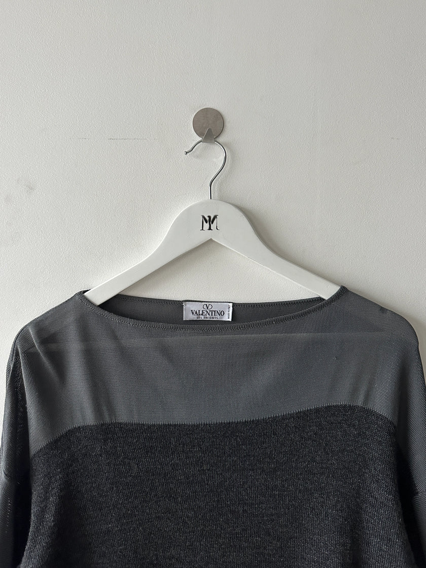 VALENTINO - 1990s PANELED TOP WITH CURVED SLEEVE