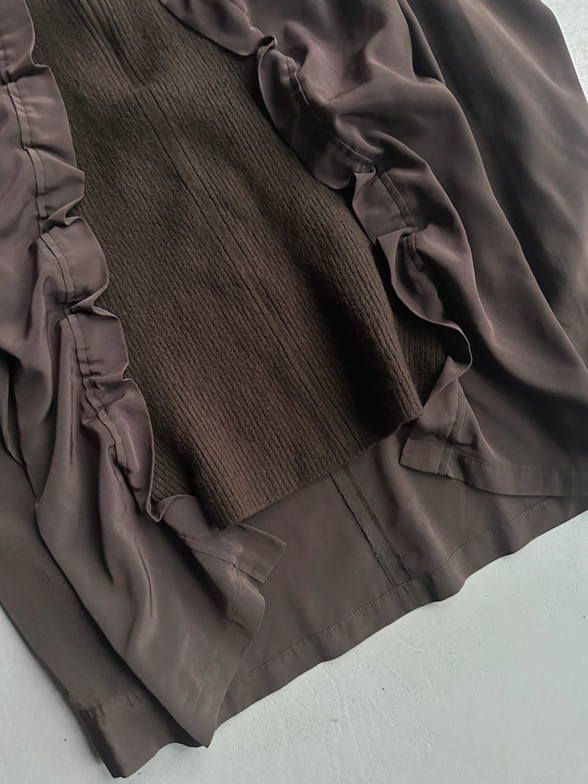 ISSEY MIYAKE - F/W 2007 ASYMMETRICAL RUFFLED FRONT LONG SLEEVE TOP