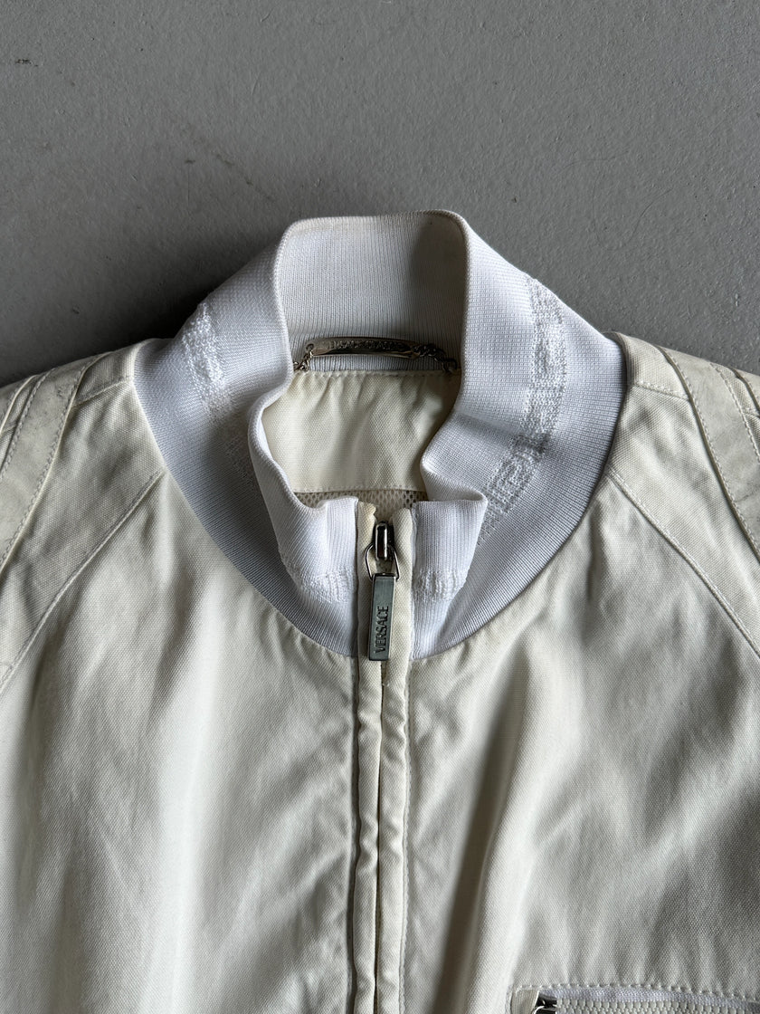 VERSACE - 1990s BOMBER JACKET WITH LEATHER PIPING