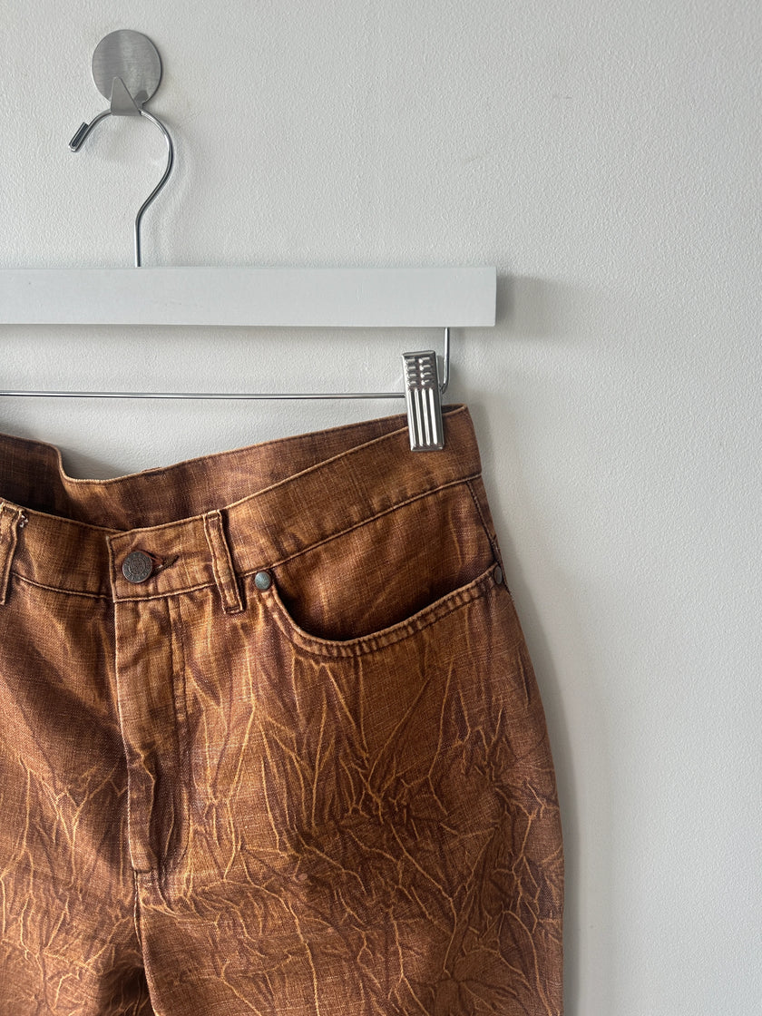 KENZO - 1980s DENIM TROUSERS WITH CRINKLED EFFECT WASH