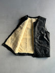 1990s REAL SHEARLING LEATHER VEST GILET JACKET