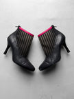 LIMI FEU BY LIMI YAMAMOTO - 2000s LEATHER ANKLE BOOTS WITH SHEER MESH PANEL