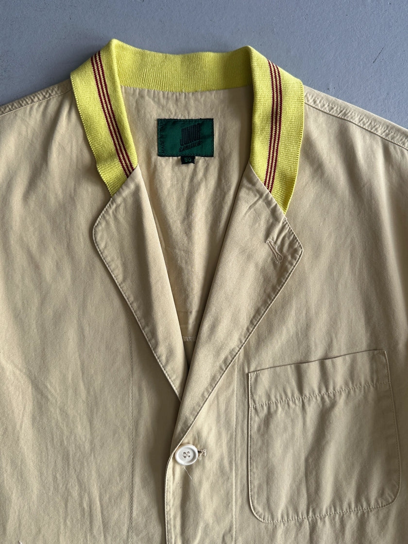 JEAN PAUL GAULTIER JUNIOR - “RAP'SODY IN BLUE” S/S 1990 BONDAGE COTTON BLAZER