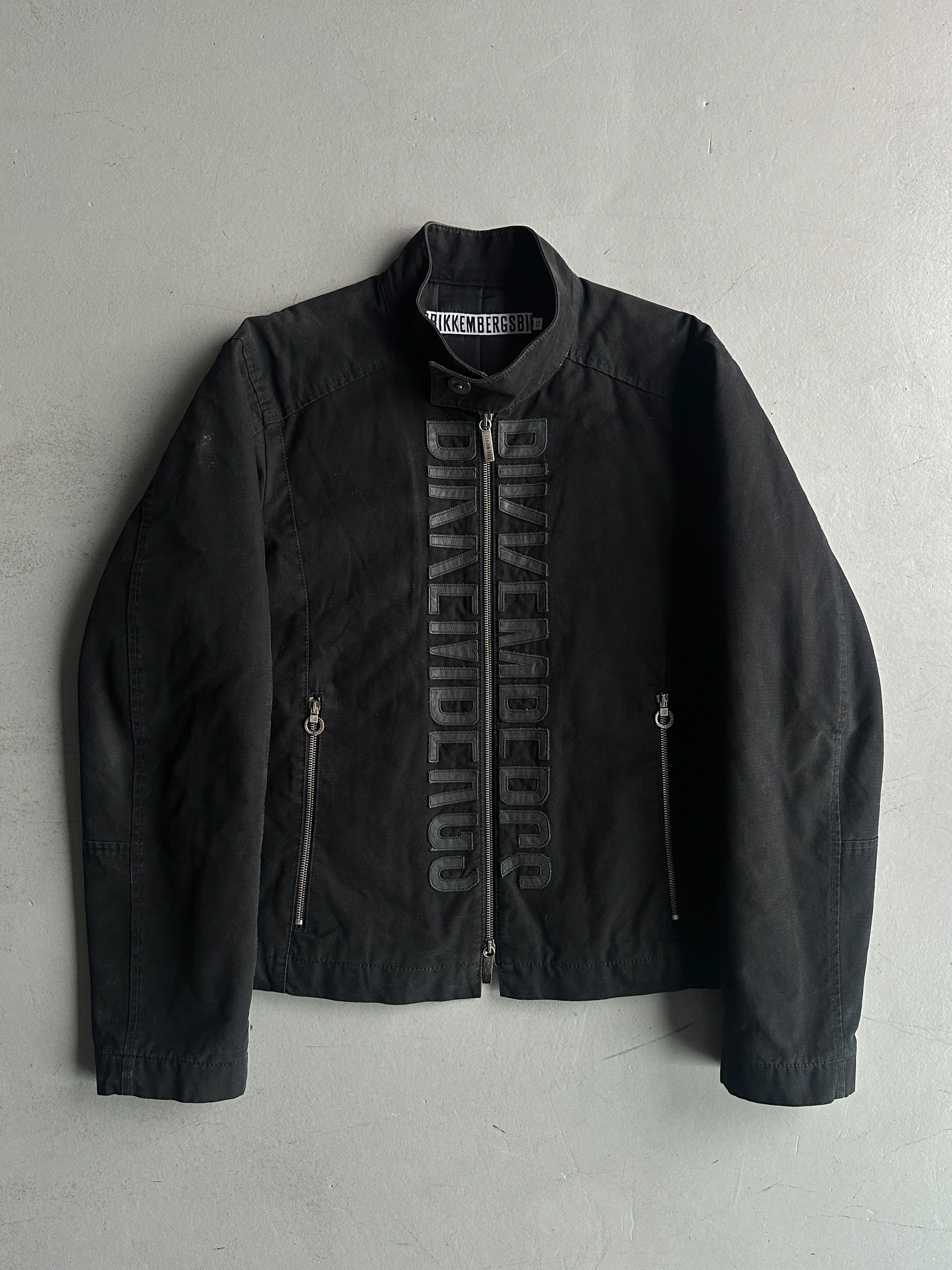 BIKKEMBERGS - A/W 2006 PADDED JACKET WITH LEATHER FRONT LOGO LETTERING