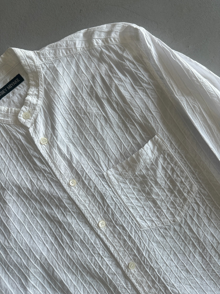 ISSEY MIYAKE MEN - S/S 2005 MANDARIN COLLAR CRINKLED SHIRT