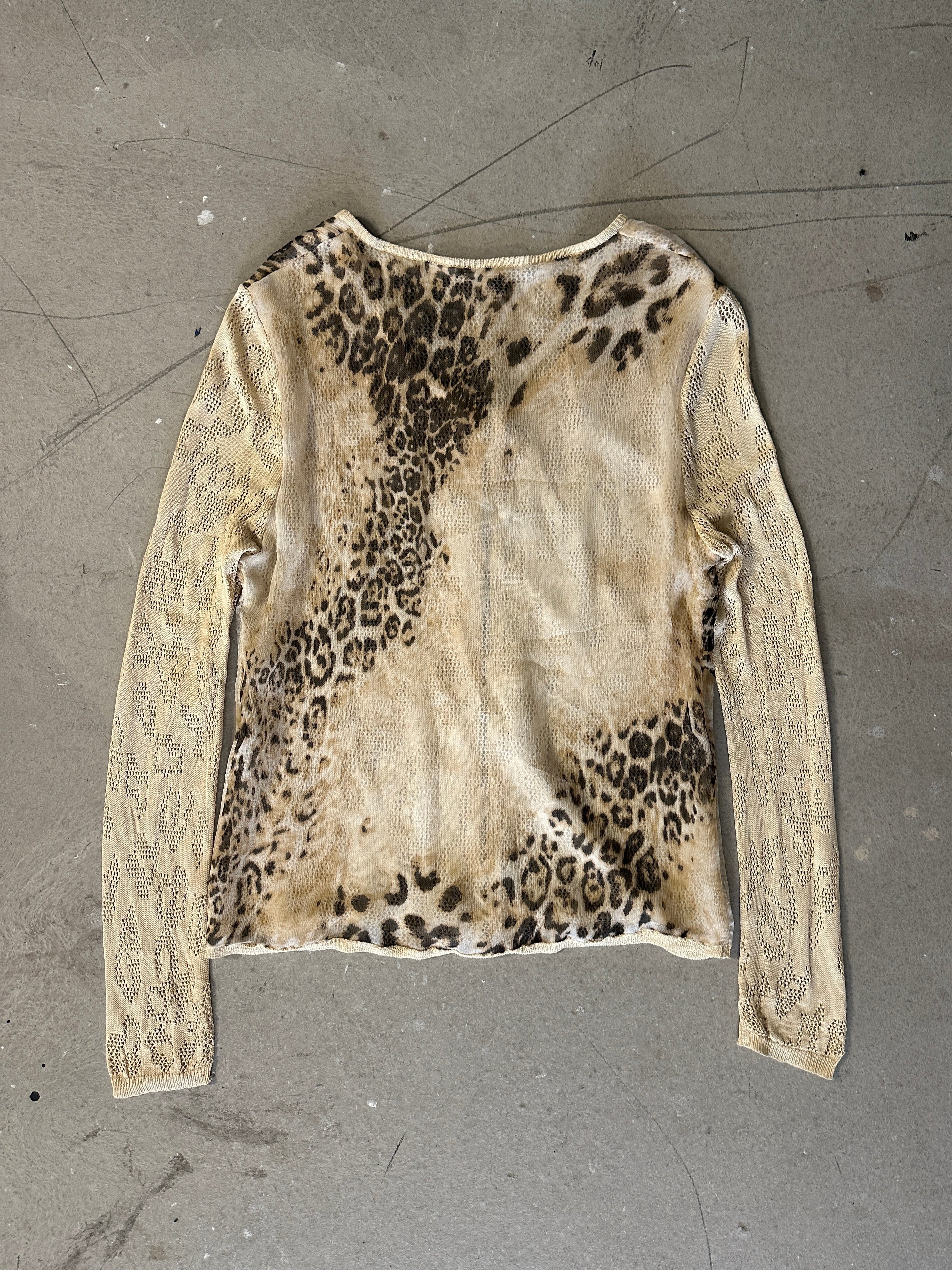 LES COPAINS - 1990s PANELED LEOPARD PRINT CARDIGAN