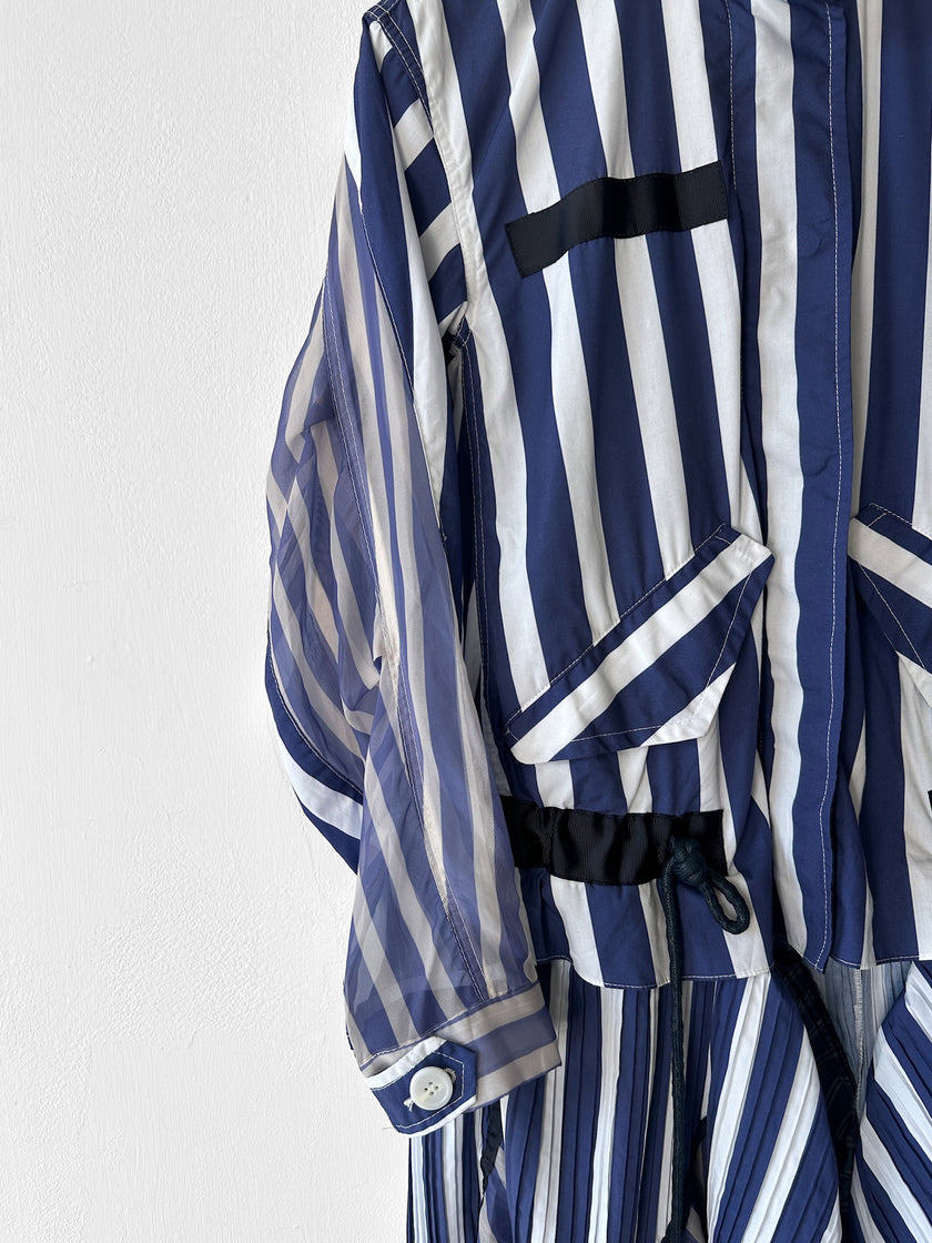 SACAI - F/W 2017 STRIPED JACKET WITH ASYMMETRICAL LAYERED HEM