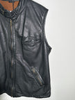 EMPORIO ARMANI - 1980s ZIPPED LEATHER BIKER VEST JACKET