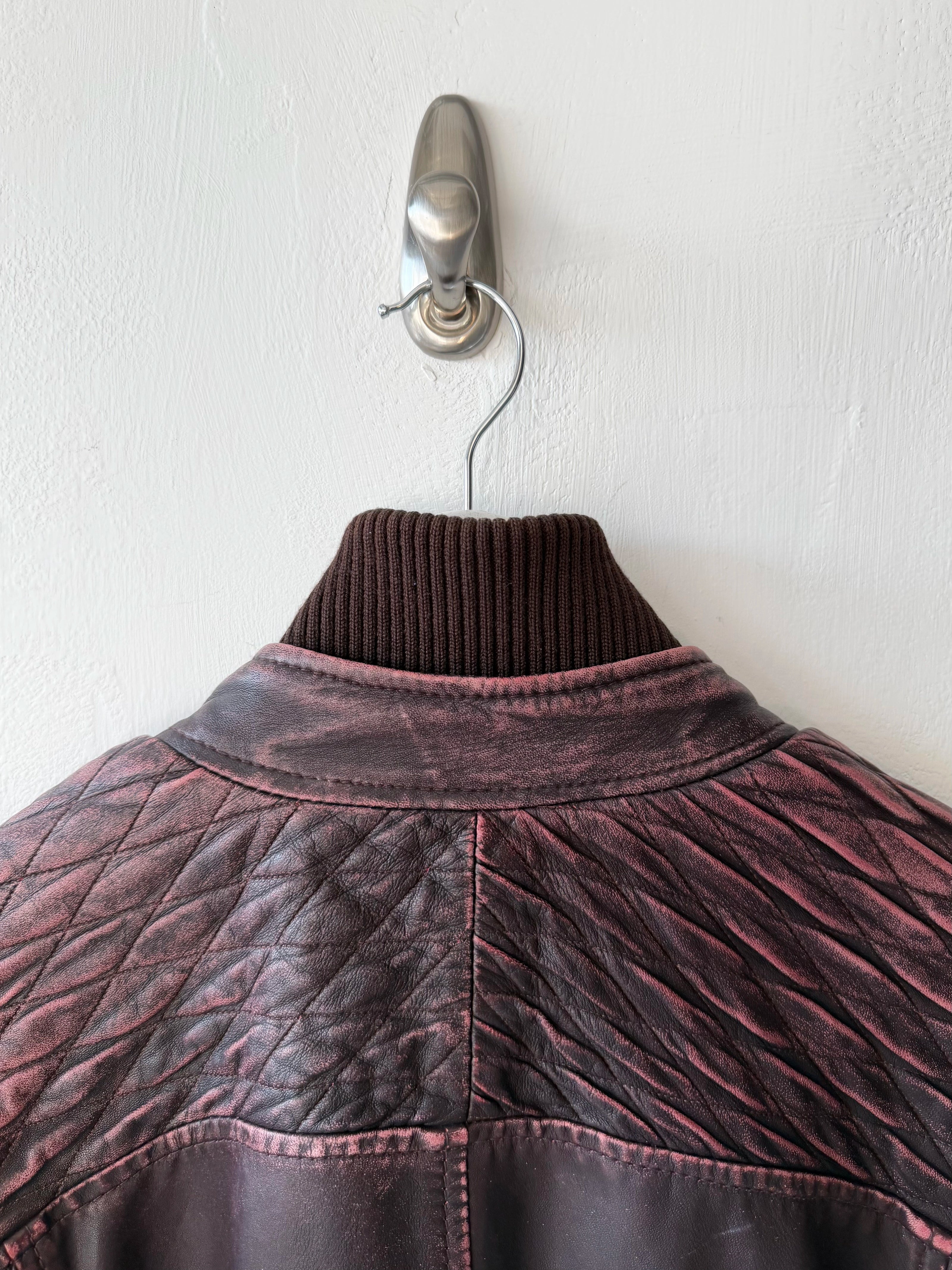 JUST CAVALLI - F/W 2008 DISTRESSED LEATHER BOMBER JACKET