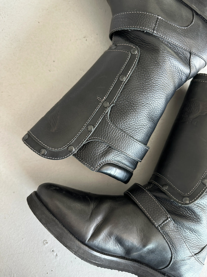 ARMANI JEANS - 2000s BIKER LEATHER BOOTS