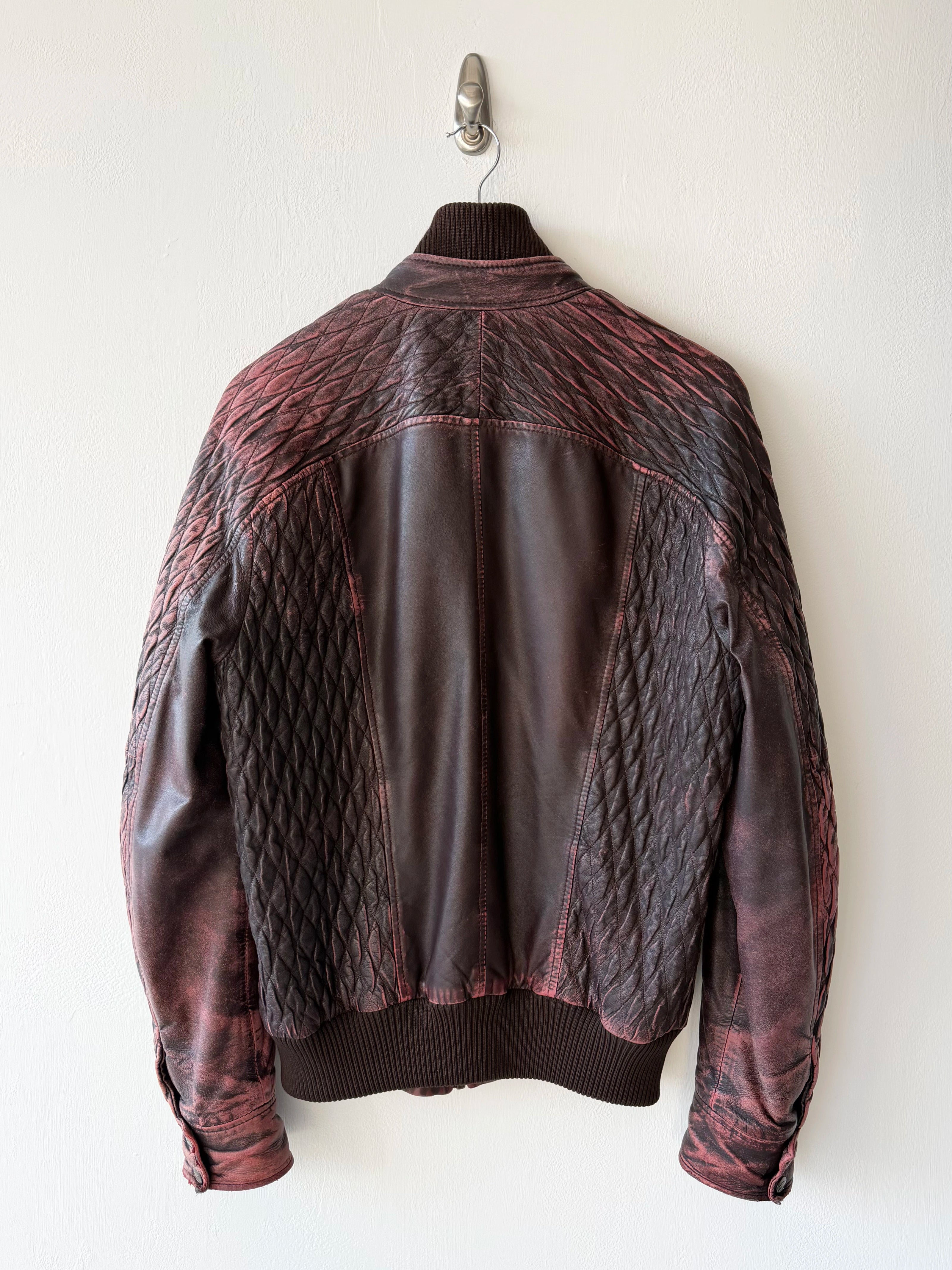 JUST CAVALLI - F/W 2008 DISTRESSED LEATHER BOMBER JACKET