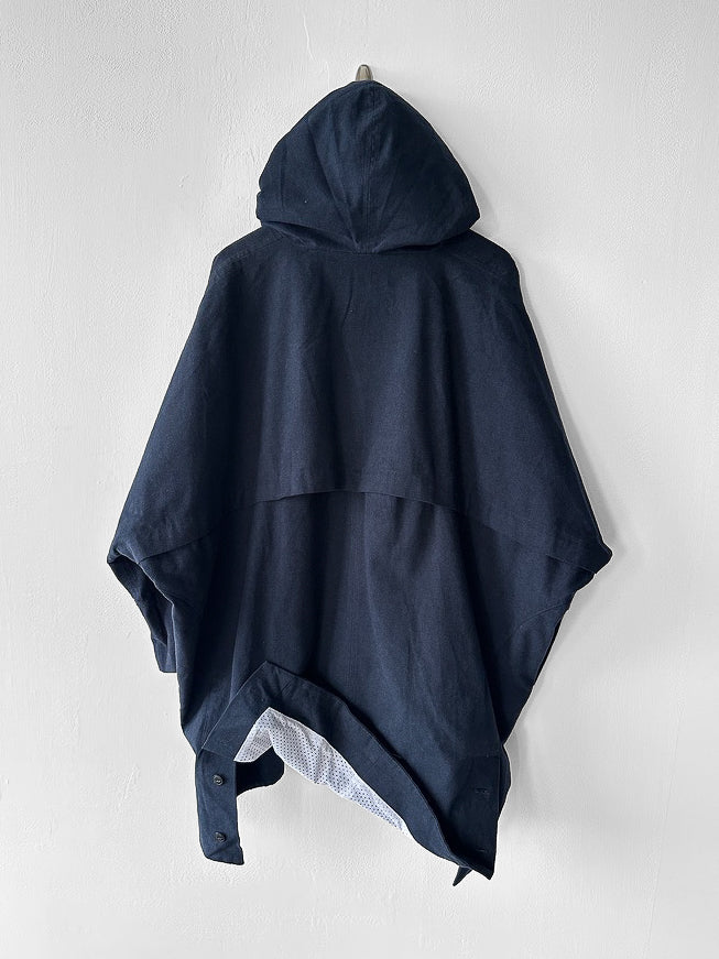 ITALIAN LABEL - SAMPLE OVERSIZED HOODED CAPE JACKET WITH MESH UNDERLAYER