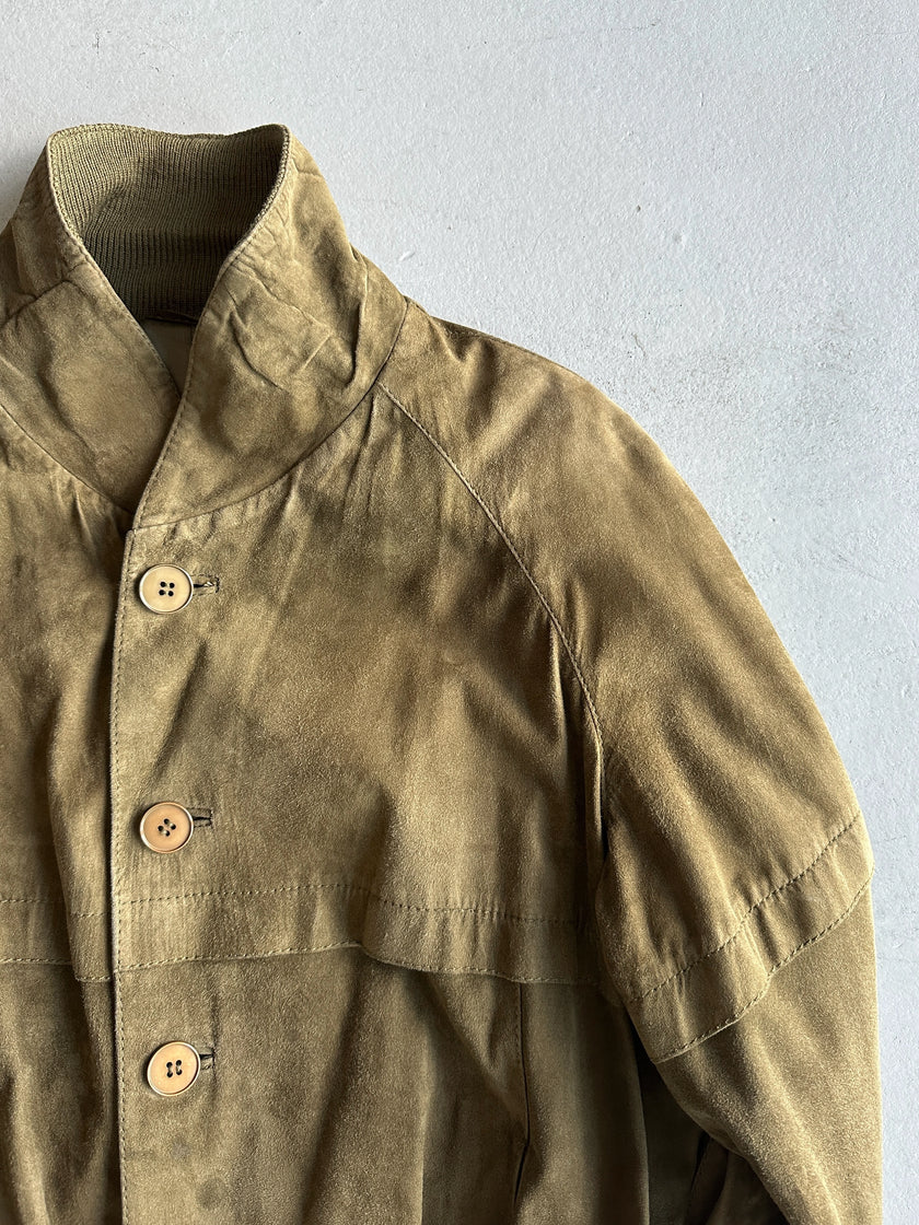 1980s DROPPED SHOULDERS SUEDE BUTTONED JACKET