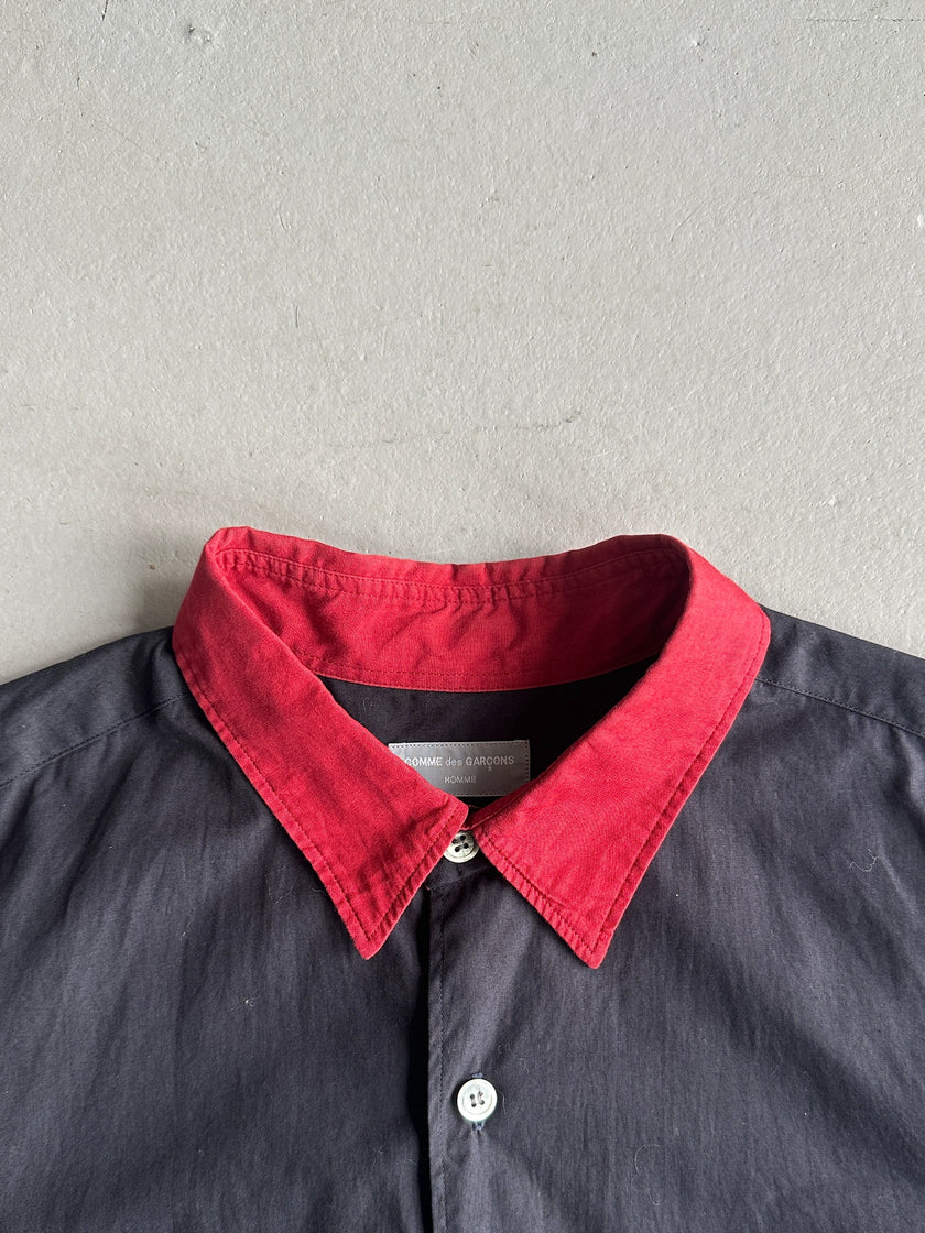 COMME DES GARÇONS HOMME - S/S 1991 CONTRASTING COLLAR SHORT SLEEVE SHIRT
