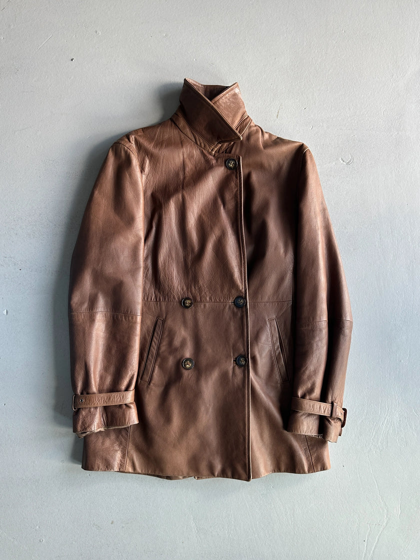 EMPORIO ARMANI - 1980s DOUBLE BREASTED LEATHER JACKET