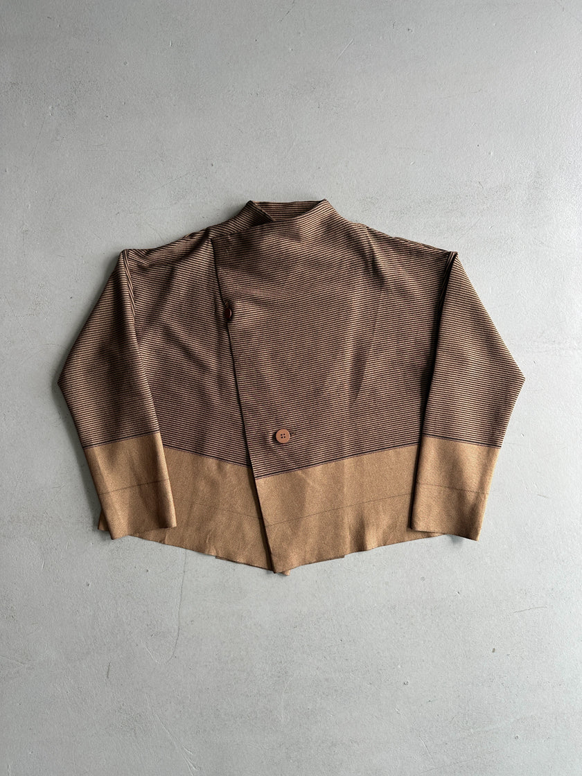 ISSEY MIYAKE - 2000s ASYMMETRICAL FRONT TWO TONE LIGHT JACKET