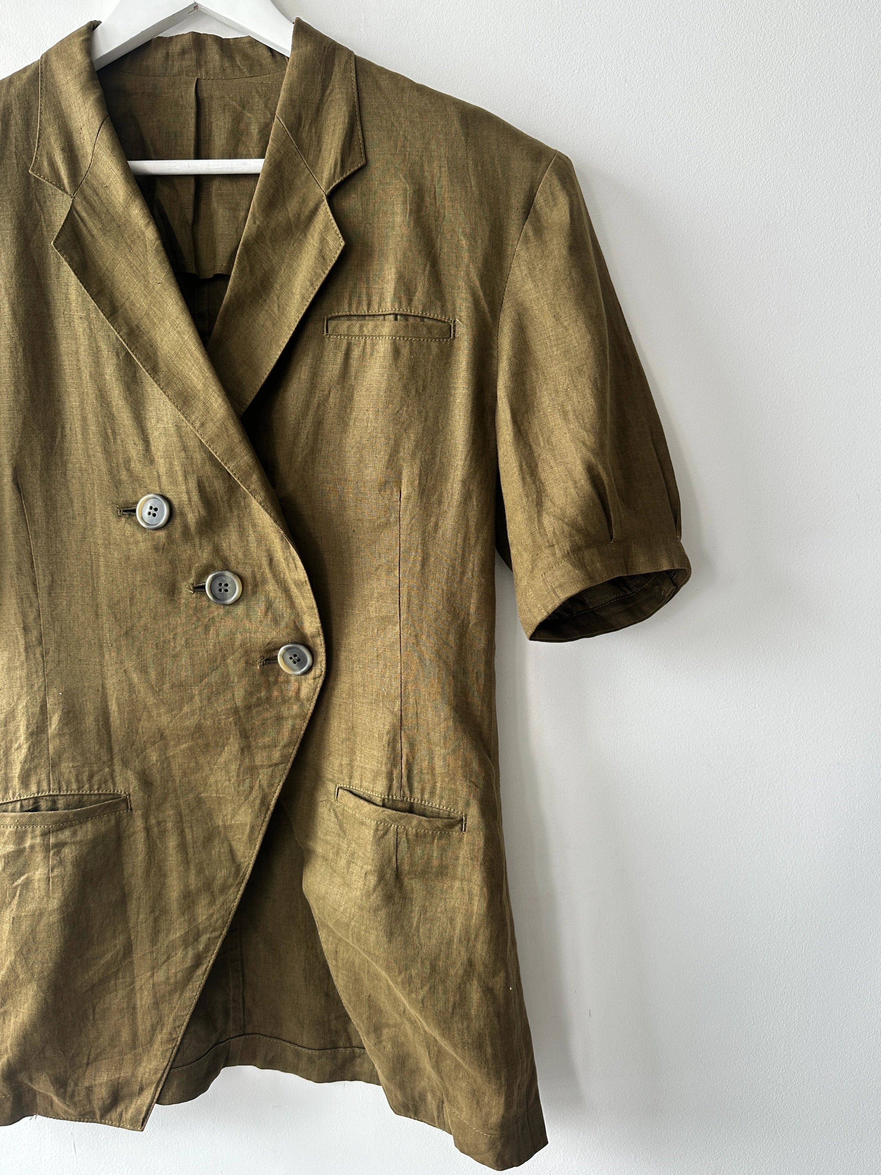 YOHJI YAMAMOTO Y'S - 1980s LINEN BLAZER WITH PUFFED SLEEVES