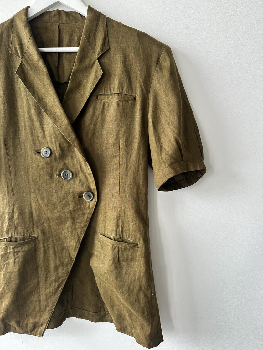 YOHJI YAMAMOTO Y'S - 1980s LINEN BLAZER WITH PUFFED SLEEVES