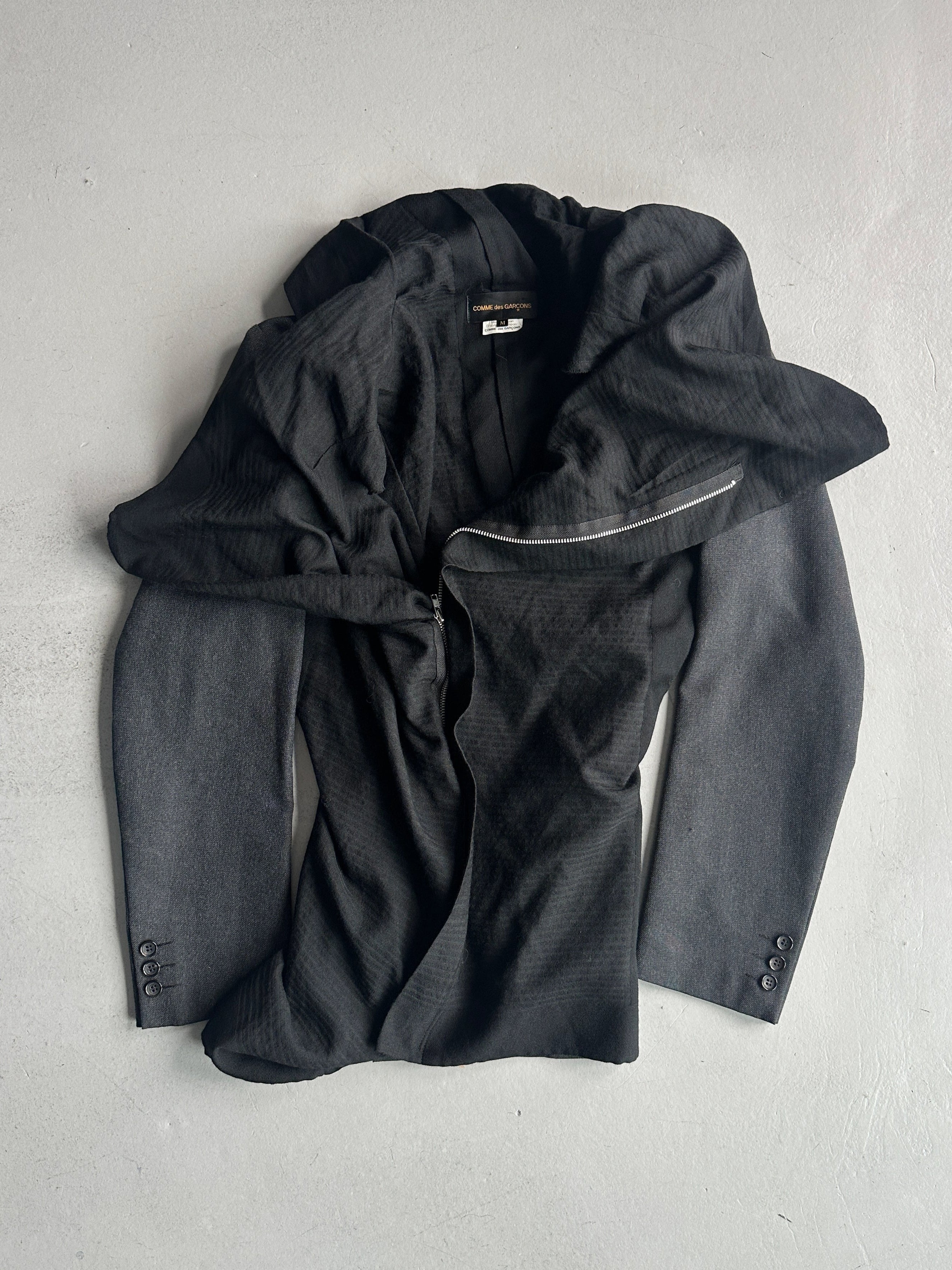 COMME DES GARÇONS - A/W 2003 ASYMMETRIC PANELED BLAZER WITH ZIP DETAIL