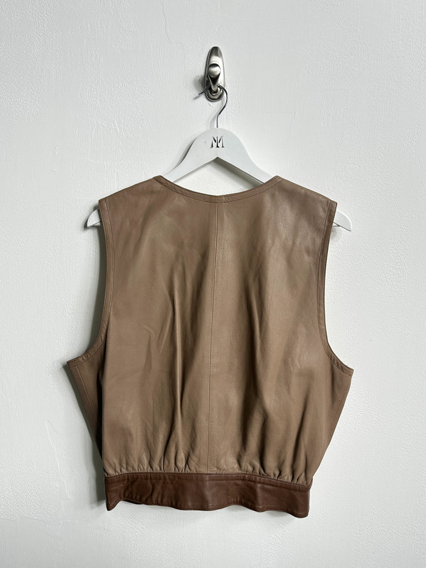 1980s TWO TONE LEATHER WAISTCOAT