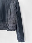 NO LABEL early 2000s CROP FIT JACKET WITH OFF THE CENTRE ZIP AND BUCKLE DETAIL AT WAIST