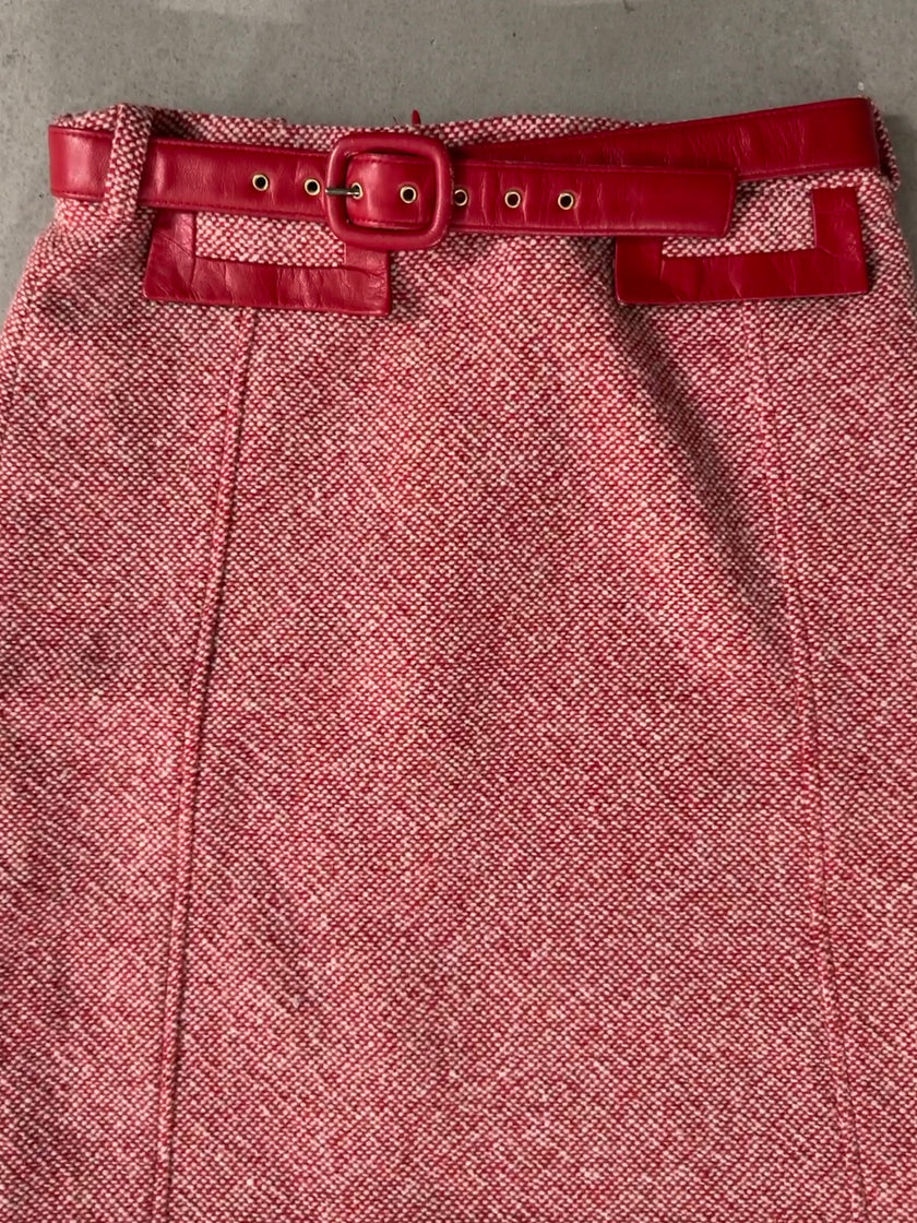 D&G -  TWEED SKIRT WITH LEATHER BELT