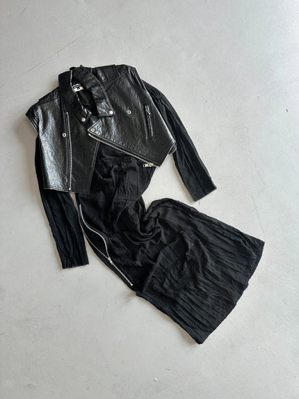 JUNYA WATANABE A/W 2007 ASYMMETRICAL LACE DRESS WITH BIKER JACKET