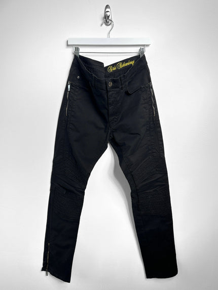 DIRK BIKKEMBERGS - early 2000s BIKER TROUSERS WITH ZIP DETAILS