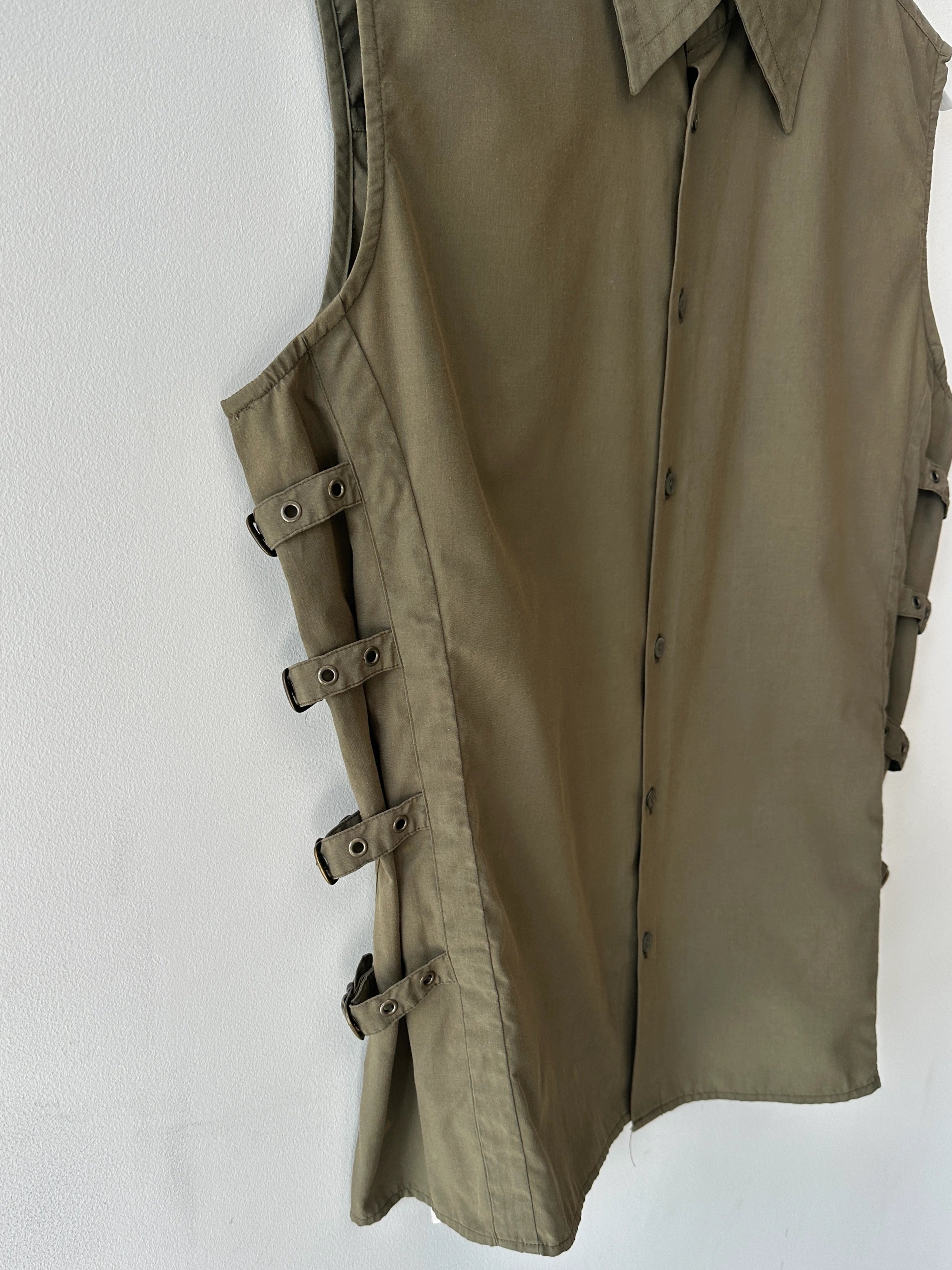 DANIELE ALESSANDRINI - early 2000s VEST SHIRT WITH SIDE BUCKLE STRAPS