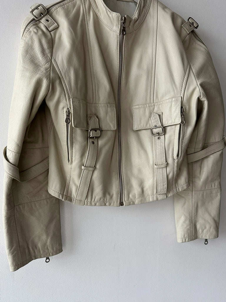 2000s CROP FIT BIKER LEATHER JACKET