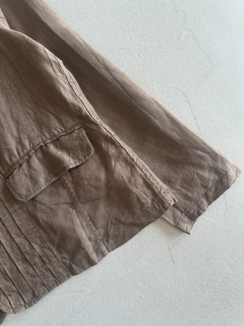 PLANTATION ISSEY MIYAKE - 1990s FLARED HEM LINEN BLOUSE