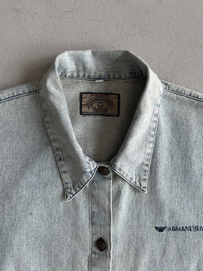 ARMANI JEANS - 1980s HALF SLEEVE DENIM SHIRT