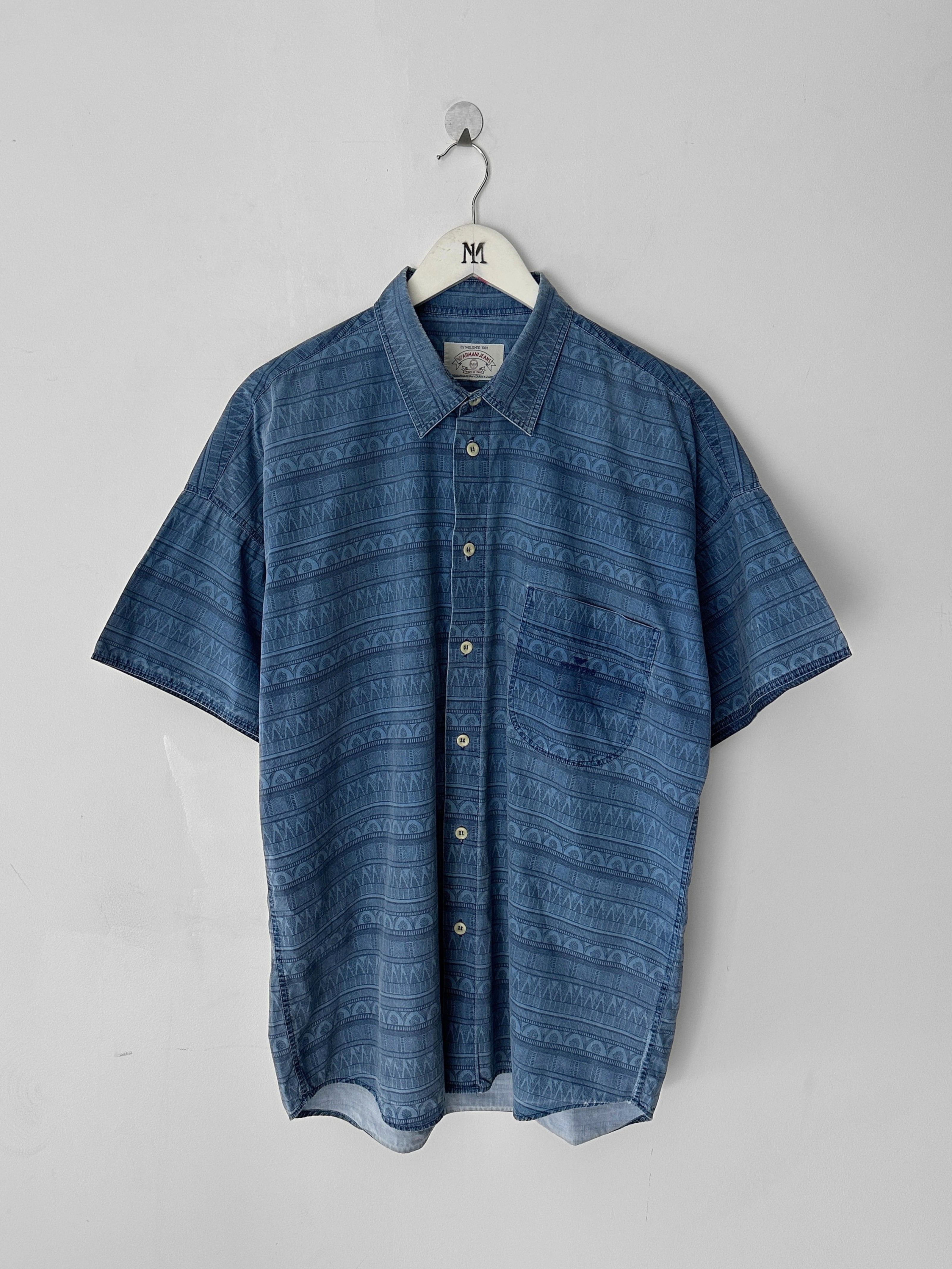 ARMANI JEANS - early 1990s JACQUARD PRINT SHORT SLEEVE SHIRT