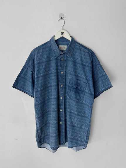 ARMANI JEANS - early 1990s JACQUARD PRINT SHORT SLEEVE SHIRT