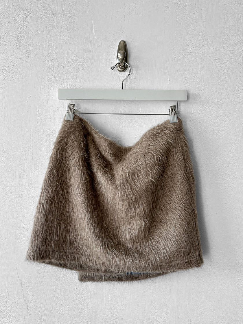 COSTUME NATIONAL - F/W 2012 FAUX FUR WRAP MINI SKIRT