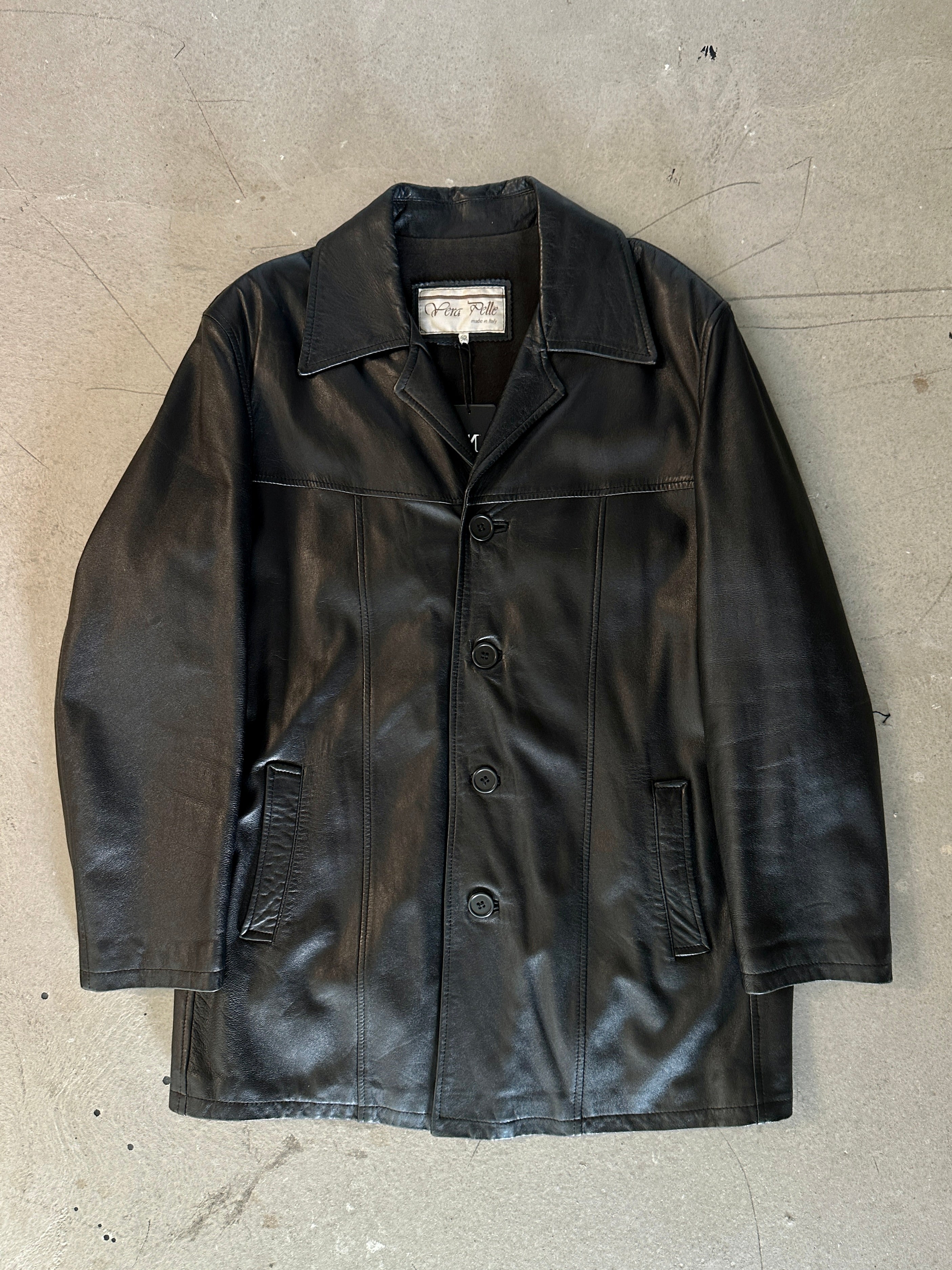 1990s STRAIGHT FIT BLACK LEATHER JACKET