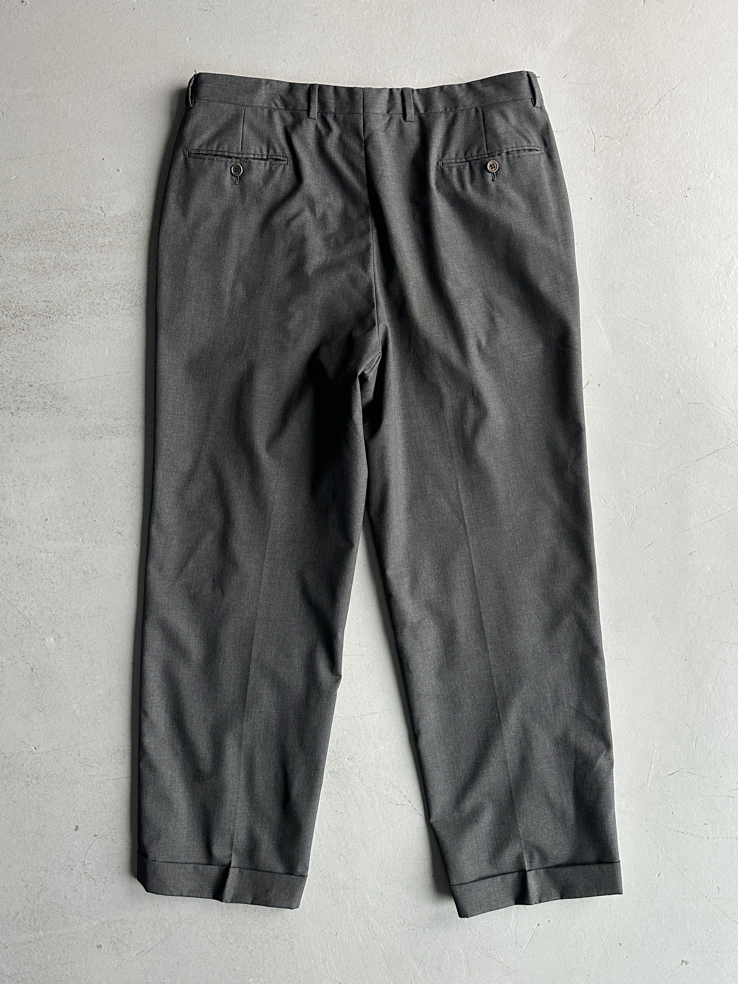 VALENTINO - 1990s TURN UP HEM FRONT PLEATS TAILORED TROUSERS