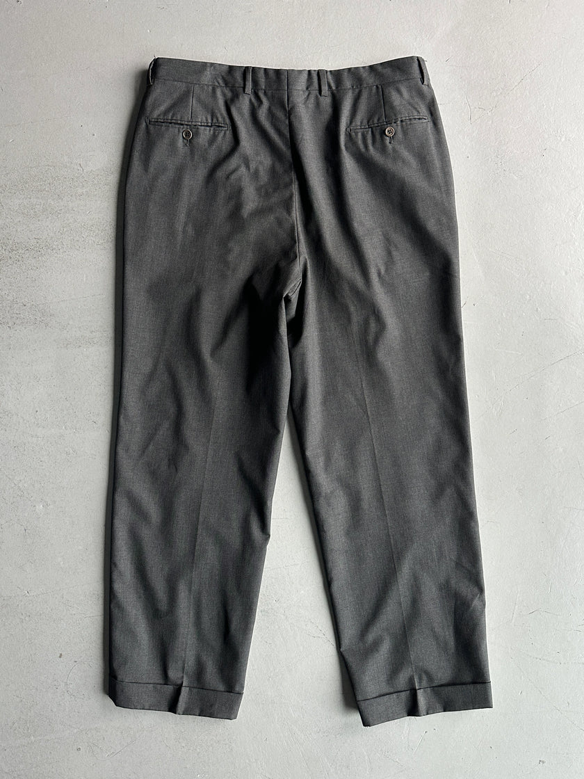 VALENTINO - 1990s TURN UP HEM FRONT PLEATS TAILORED TROUSERS